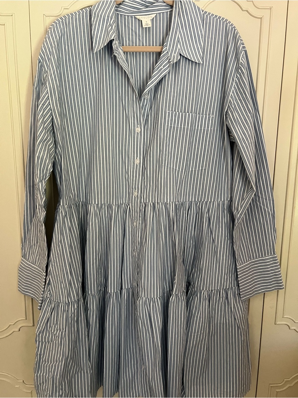 Caslon Blue & White Stripe Tiered Shirt Dress